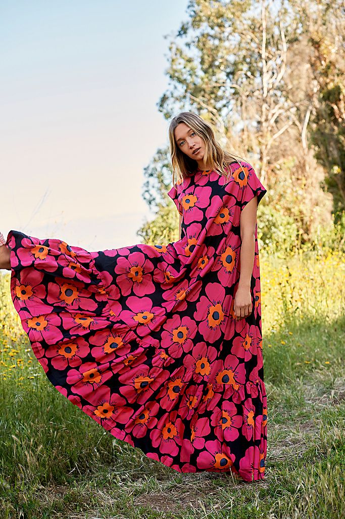 LONG FLORAL PRINTED COTTON MAXI DRESS OVER PANTS | Dress over pants, Maxi dress  cotton, Cotton dress summer